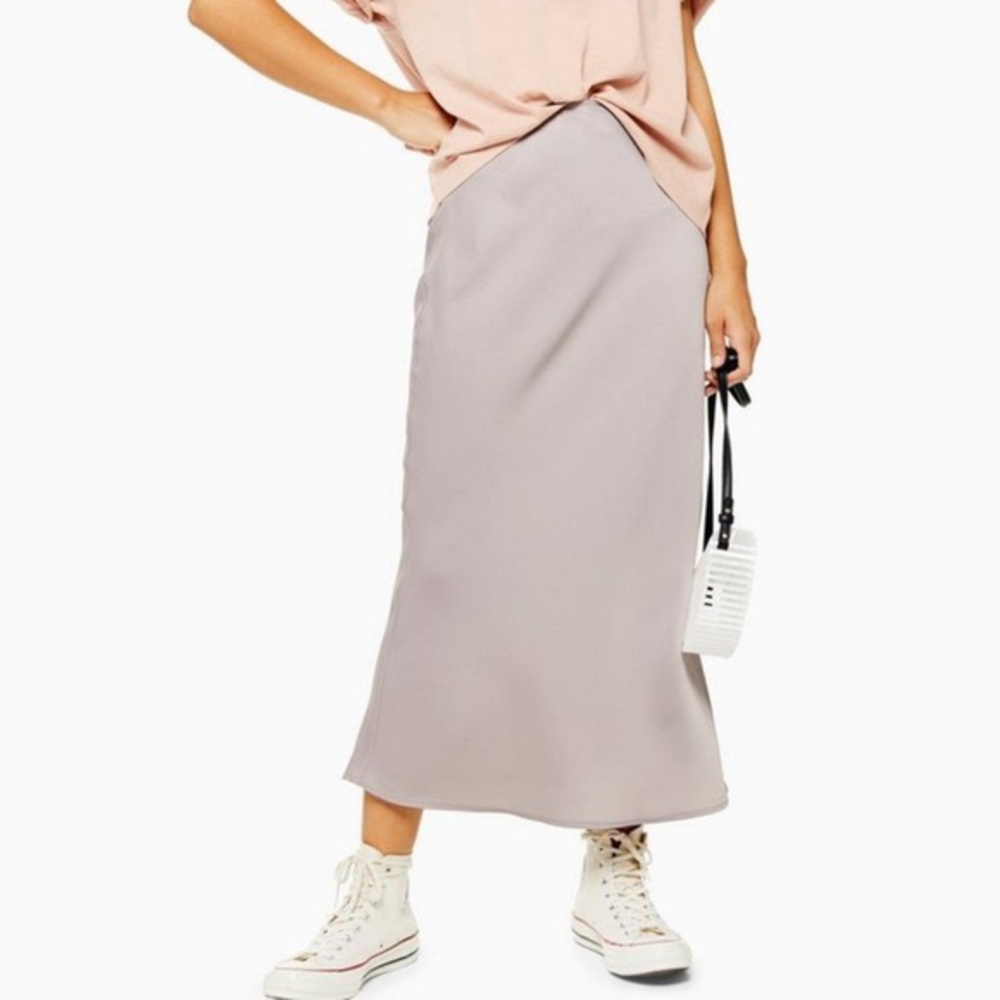 Topshop Lavender Midi Slip Skirt